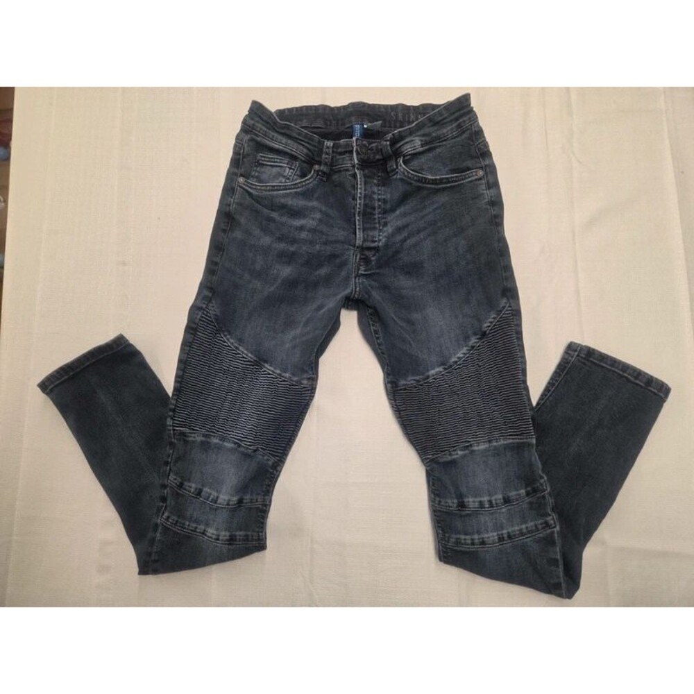 Divided by H&M Moto Skinny Blue Jeans Mens 30x30 Button Fly